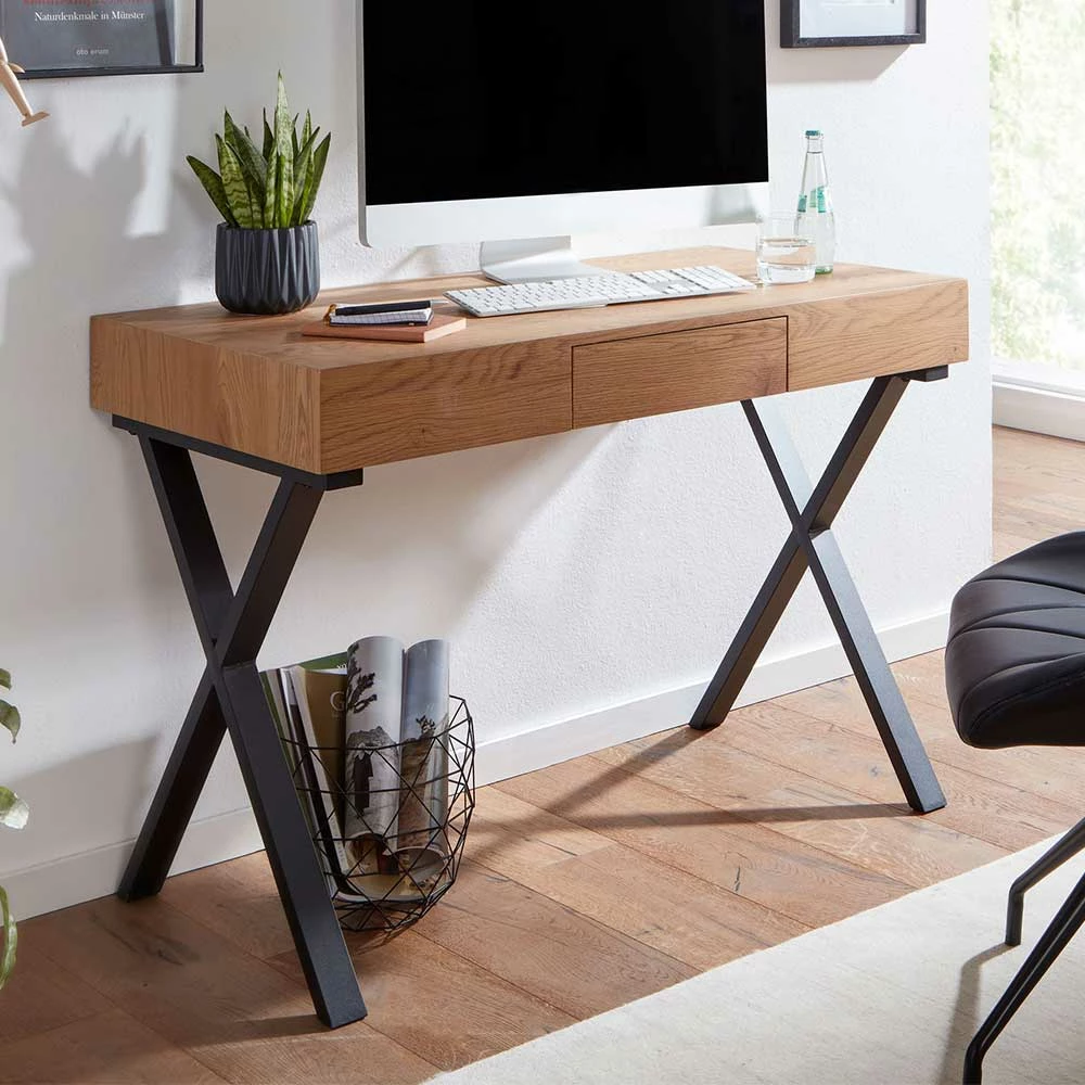 105x76x55 Schreibtisch Mit Schublade In Eiche - Tiorondo