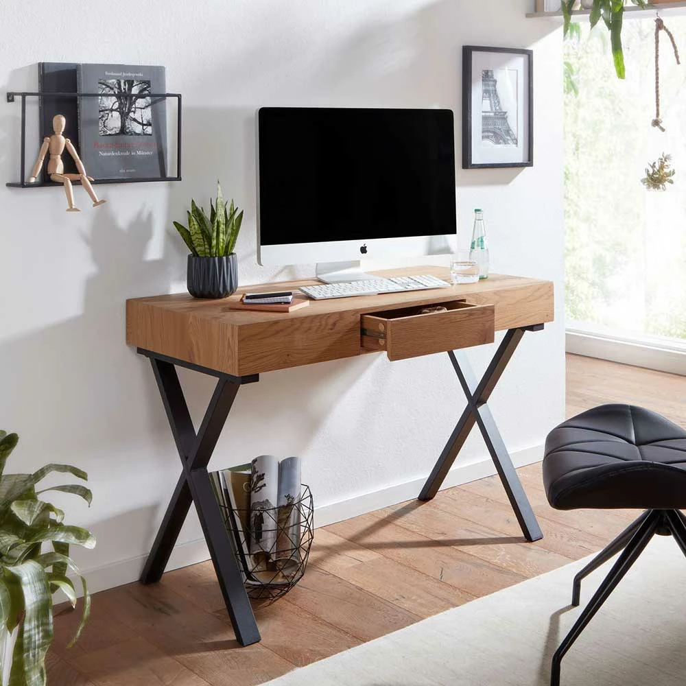 105x76x55 Schreibtisch Mit Schublade In Eiche - Tiorondo – Bild 3