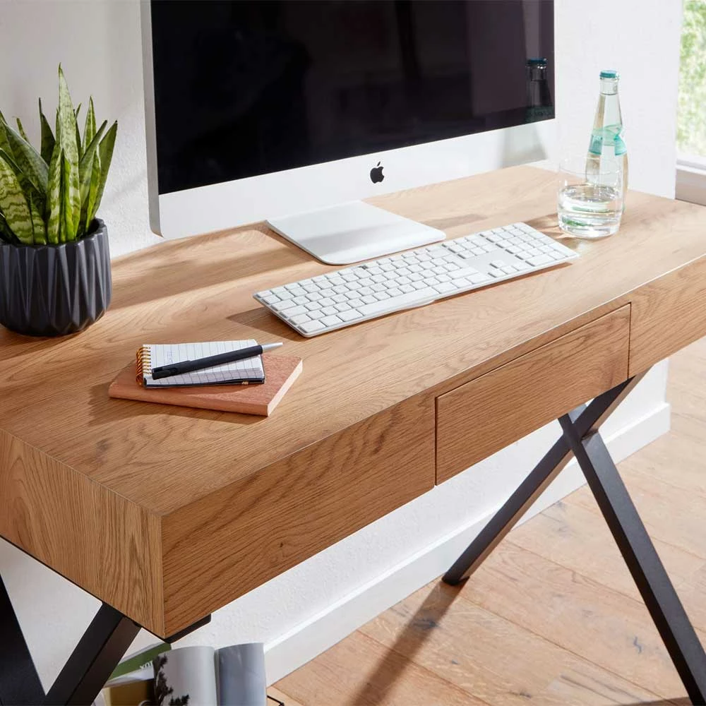 105x76x55 Schreibtisch Mit Schublade In Eiche - Tiorondo – Bild 4