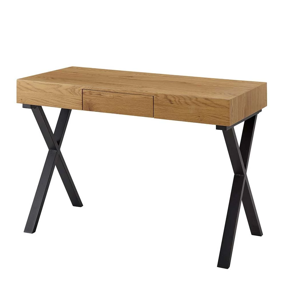 105x76x55 Schreibtisch Mit Schublade In Eiche - Tiorondo – Bild 2