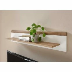 107x20x19 Wand Regal In Weiß & Eichefarben - Cablos