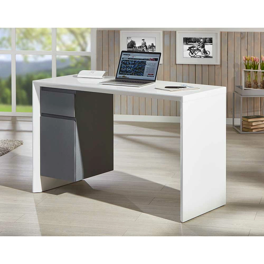 120x50 Hochglanz Schreibtisch In Weiß - Otrando – Bild 2