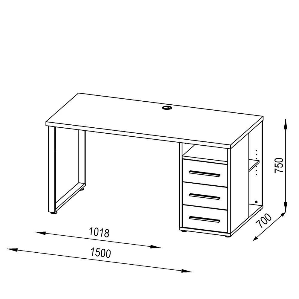 Arbeitszimmer Schreibtisch In Eiche NB - Xedno – Bild 6