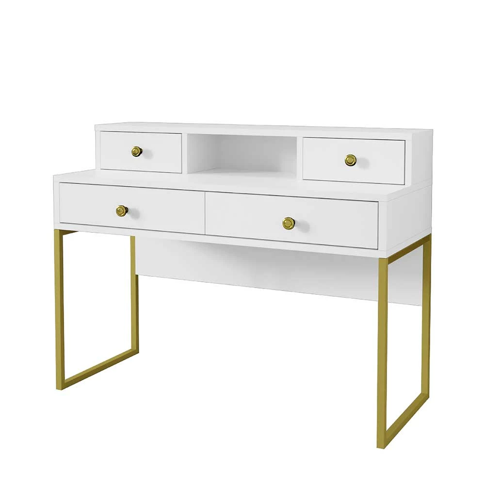 Ausgefallener Schreibtisch In Weiß & Gold - Pamina – Bild 2