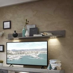 Beleuchtetes Wandregal Marinda In Eiche Dunkel