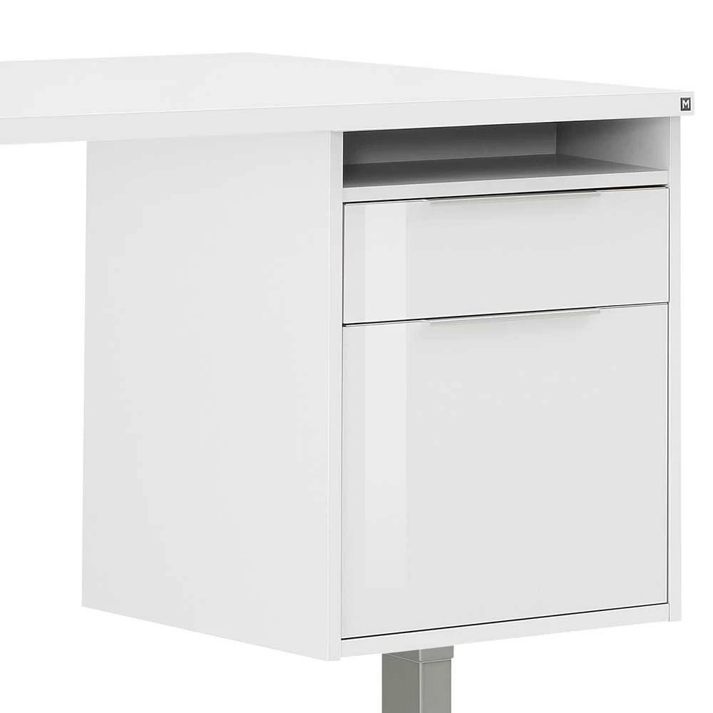 Büro Schreibtisch In Weiß & Platingrau - Licomus – Bild 4