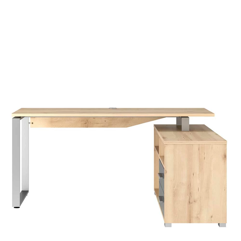 Bürotisch Mit Seitenregal In Buche & Grau HG - Florino – Bild 4