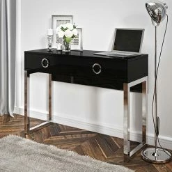 Design Schreibtisch In Schwarz Hochglanz - Mercy