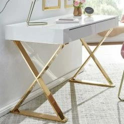 Design Schreibtisch In Weiß Hochglanz - Galiana