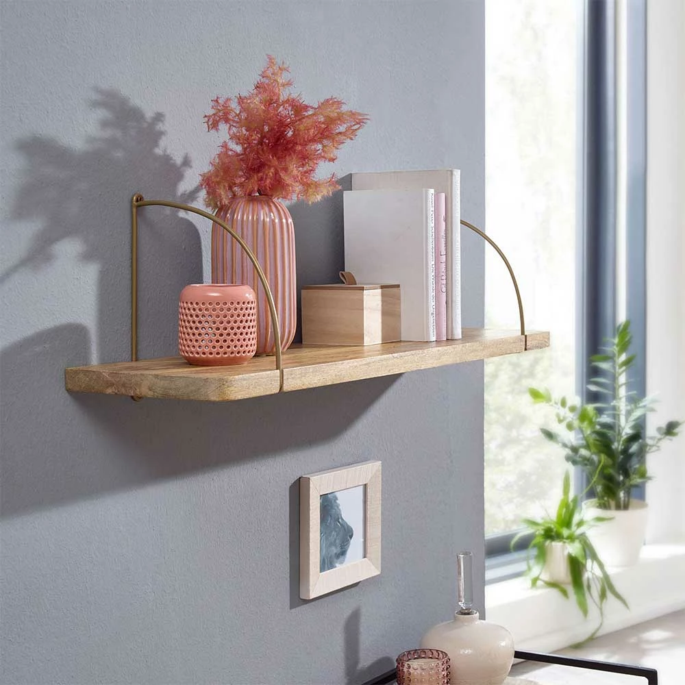 Hängeregal Aus Mangoholz Mit Metall - Leiria – Bild 3