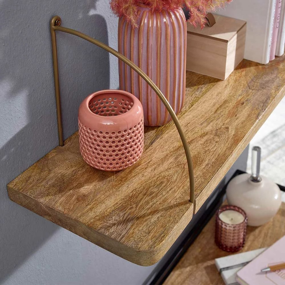 Hängeregal Aus Mangoholz Mit Metall - Leiria – Bild 5