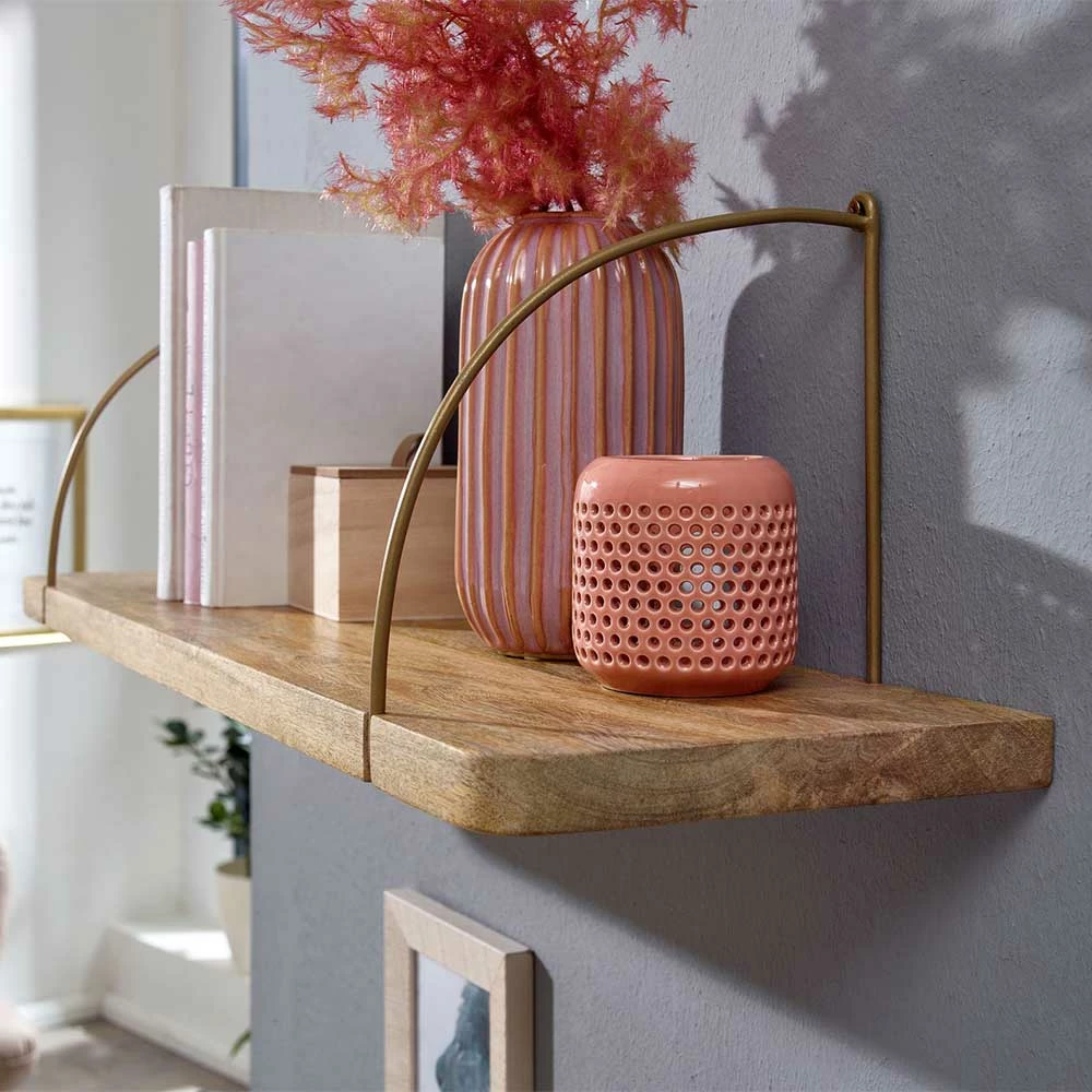 Hängeregal Aus Mangoholz Mit Metall - Leiria – Bild 6