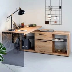 Kernbuche Design Schreibtisch Mit Regal Anbau - Manaus