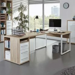 L-Form Schreibtisch In Eiche Holzoptik - Xedno