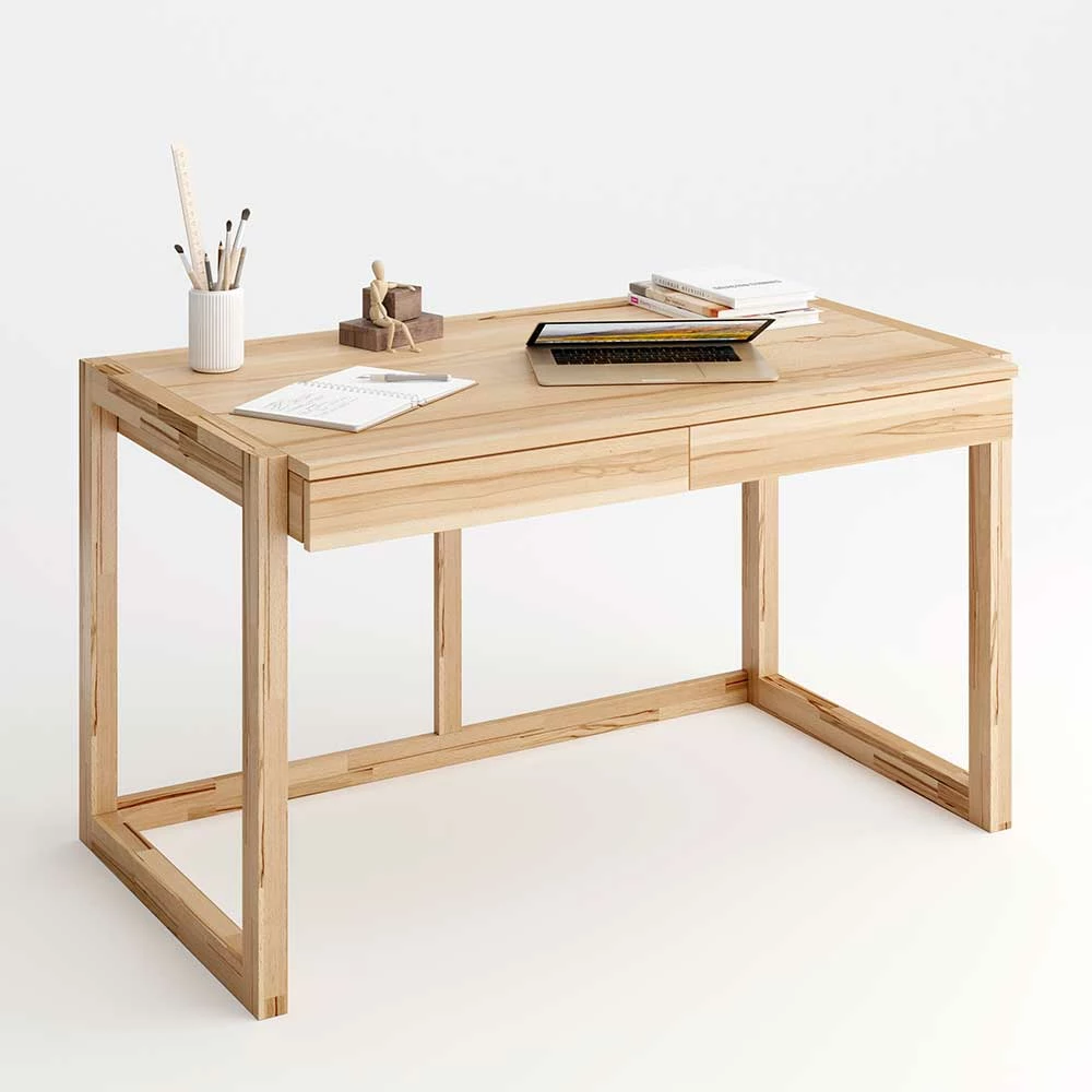 Massiver Kernbuche Schreibtisch Mit Bügelgestell - Antina