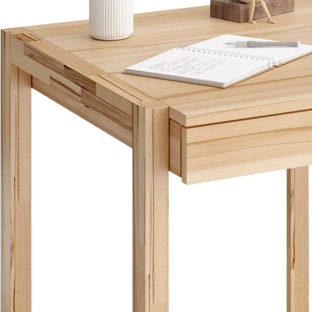 Massiver Kernbuche Schreibtisch Mit Bügelgestell - Antina – Bild 3