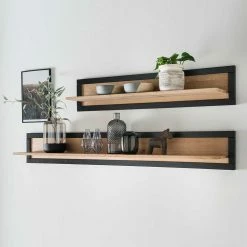 Massivholz Wandboard In Natur & Schwarz - Embleys