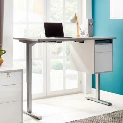 Moderner Schreibtisch In Weiß & Platingrau - Madalas I