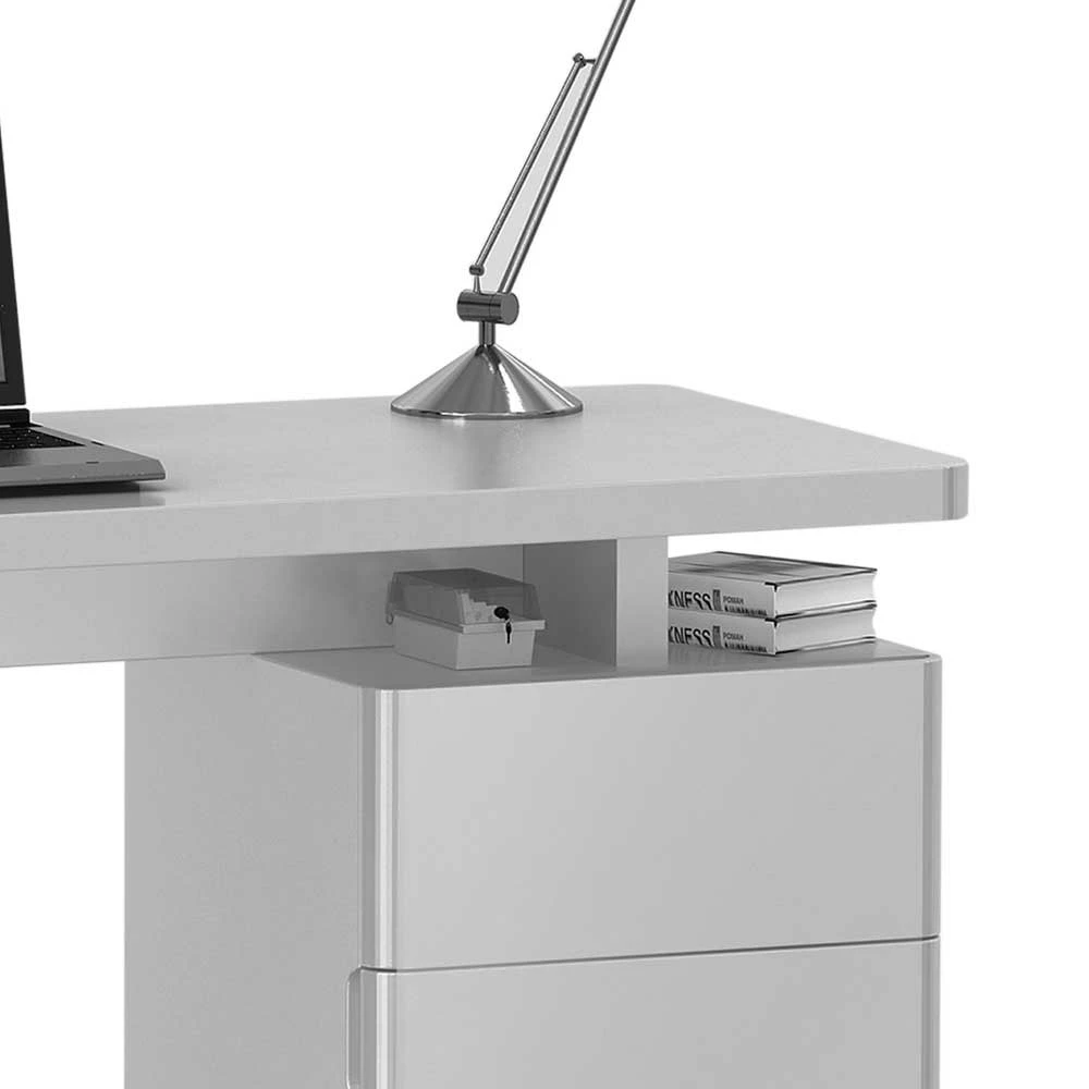 Schreibtisch Huropa In Hochglanz Weiß – Bild 3