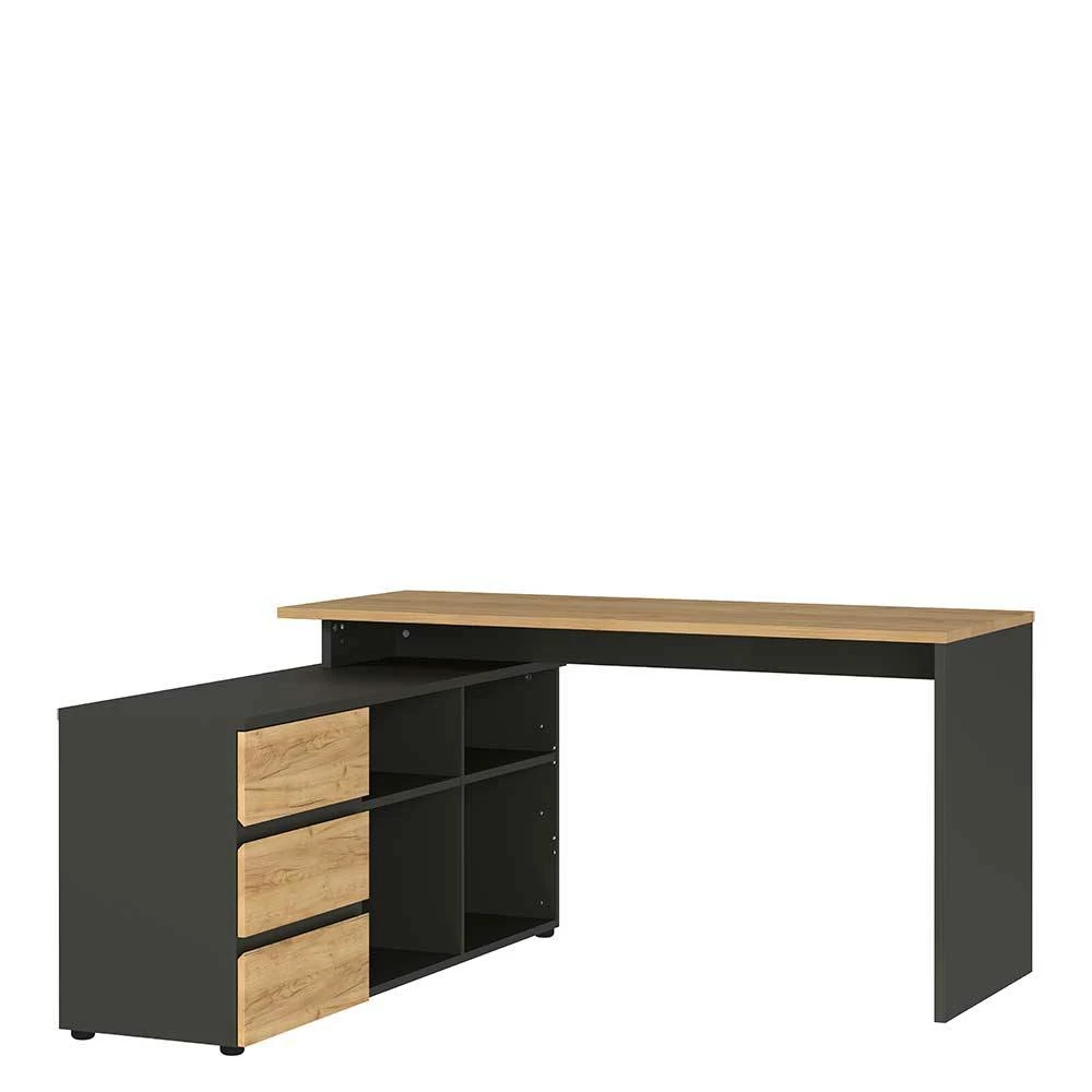 Schreibtisch Mit Regal - 4 Fächer & 3 Schubladen - Contrage