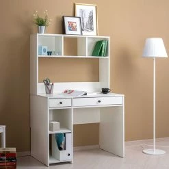 Schreibtisch Mit Regalaufsatz In Weiß - Rikada