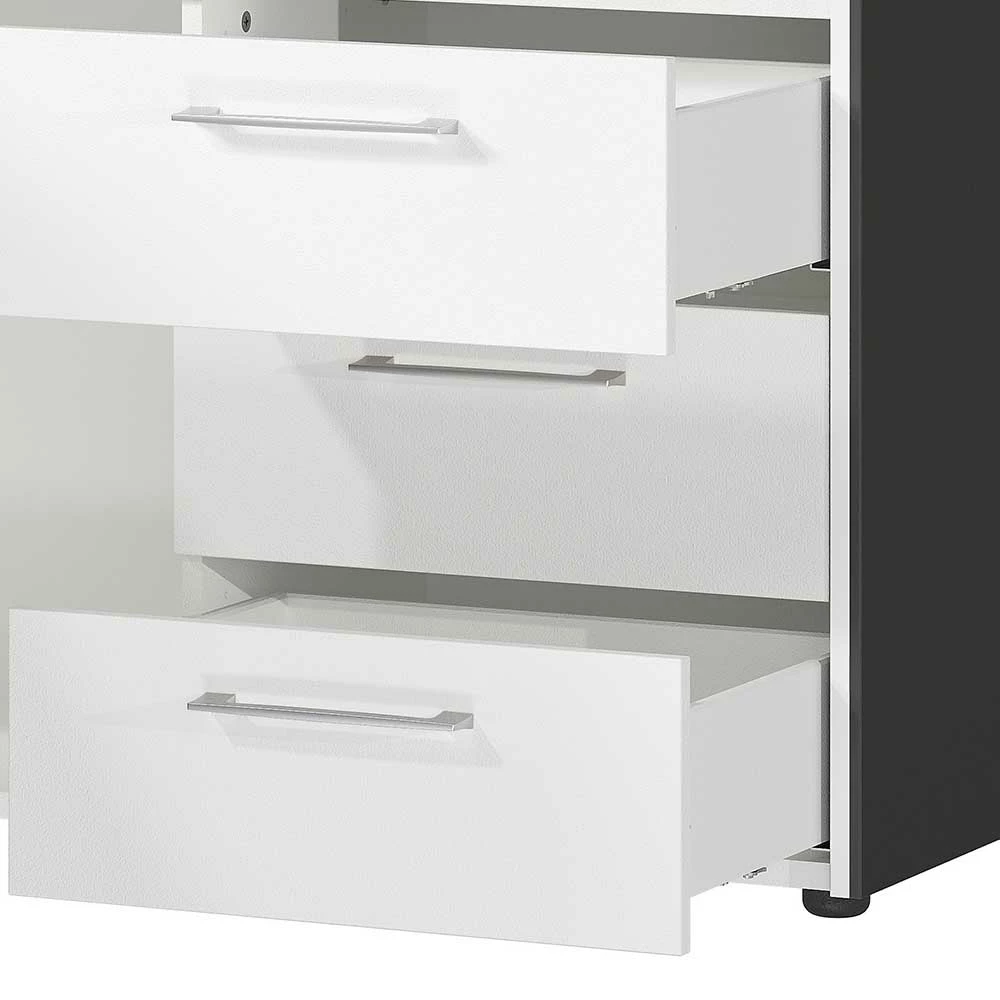 Schreibtisch Mit Seitenregal 4 Fächer & 3 Schubladen - Secrema – Bild 6