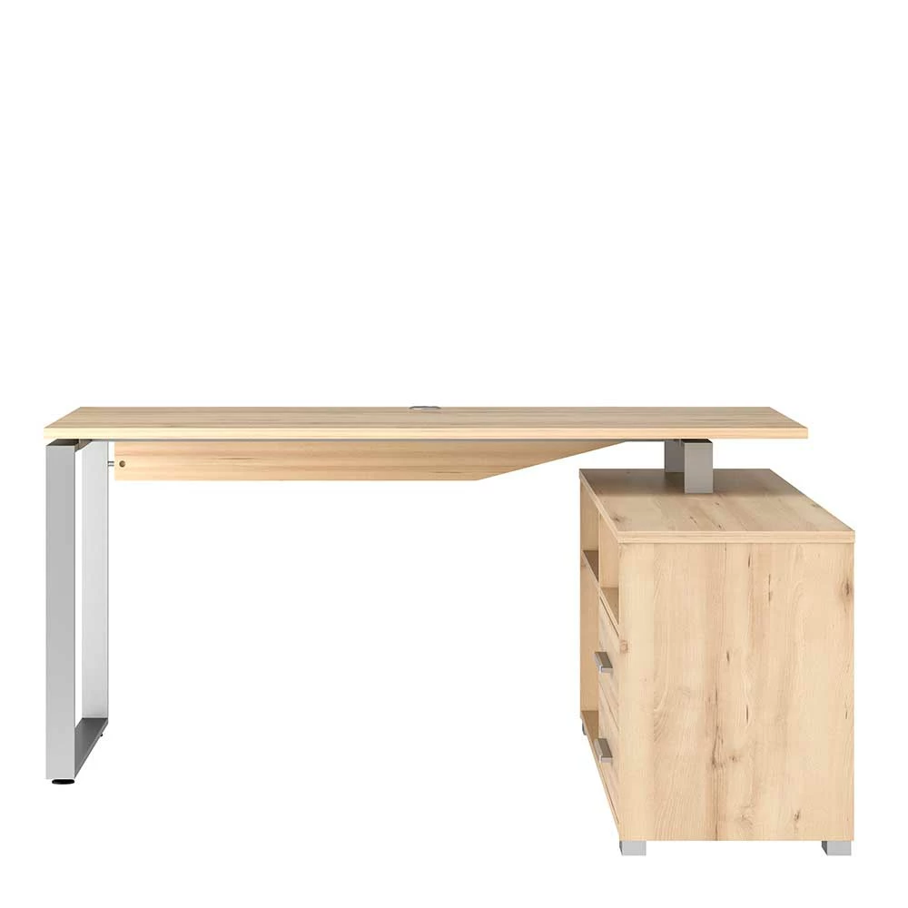Schreibtisch Mit Seitenregal In Buche - Sagemini – Bild 4