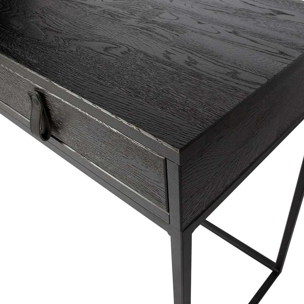 Schwarzer Schreibtisch Aus Holz Gebürstet & Lackiert - Almery – Bild 4