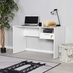 Weißer Schreibtisch Mit Schublade Abschließbar - Jossa