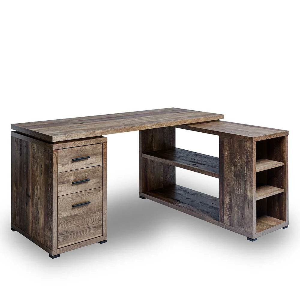 Winkel Schreibtisch In Dunklem Eiche Dekor - Ciarto