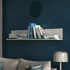 Wohnzimmer Wandregal In Hellgrau & Nussbaum - Anlogian